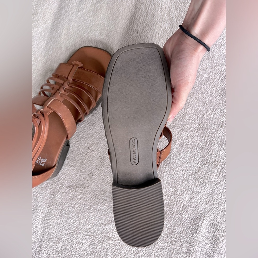Frye and Co Teagan Brown Strappy Sandals Vegan Leather Size 11 Boho Western - Picture 5 of 8